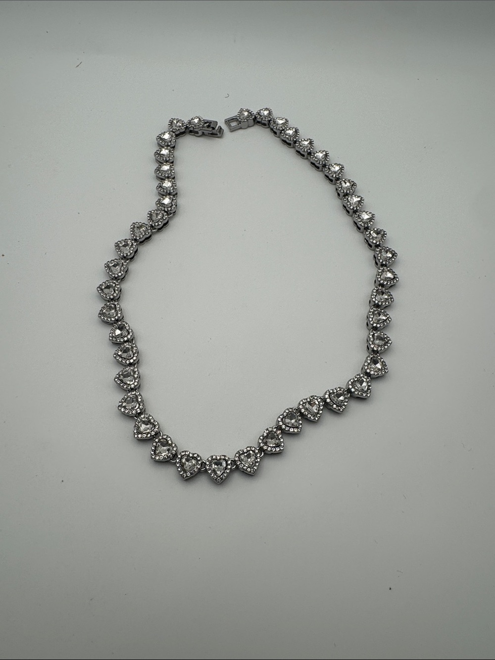 Silver Heart Crystal Tennis Necklace - Women Jewelry